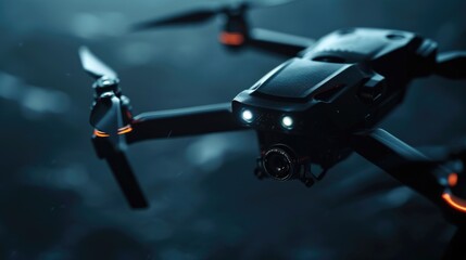 Poster - A close up of a camera drone flying in the sky. Perfect for capturing aerial shots and breathtaking views.