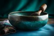 Calming and serenity with soothing sea and Tibetan singing bowl. Generative AI