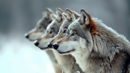 Wall Mural - relentless wolves. wolf pack in winter