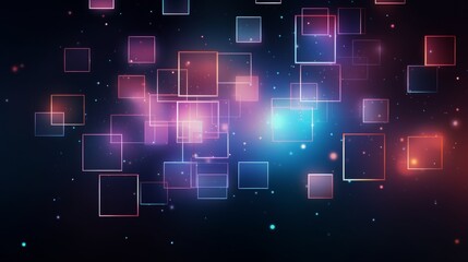 Poster - Vibrant geometric technology background with square shapes - ideal for ads, posters, templates, and business presentations