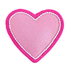 pink heart embroidered fabric patch