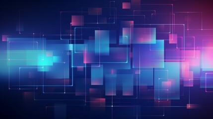 Poster - Vibrant geometric technology background with square shapes - ideal for ads, posters, templates, and business presentations