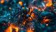 Fire spider on hot coals