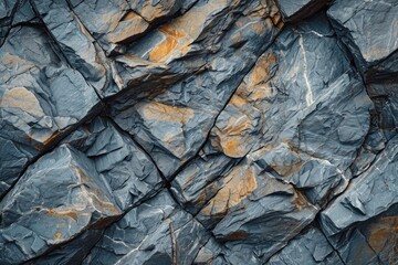 Poster - A detailed close up view of a rock wall. This image can be used for various purposes