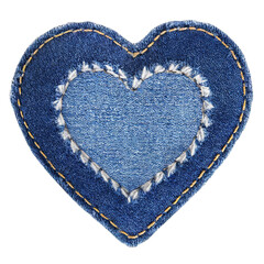 jeans blue heart embroidered fabric patch