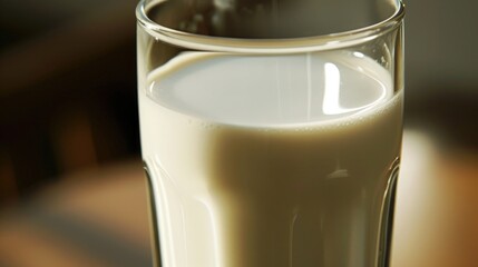Aufkleber - A glass of milk sitting on top of a table. Perfect for food and beverage-related projects