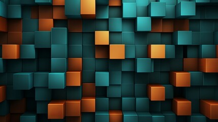 Poster - Mesmerizing dark turquoise and dark orange abstract geometric wallpaper – contemporary art for design projects