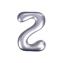 Wall Mural - 3d chrome liquid letter Z in y2k style isolated. Render of 3d metal inflated bubble alphabet with glossy silver effect. 3d vector y2k typography letter