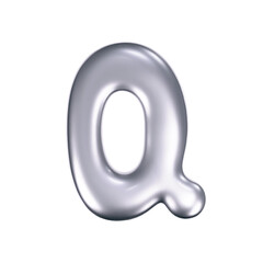 Wall Mural - 3d chrome liquid letter q in y2k style isolated. render of 3d metal inflated bubble alphabet with gl