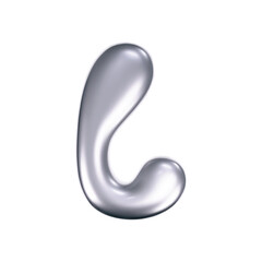 Wall Mural - 3d chrome liquid letter L in y2k style isolated. Render of 3d metal inflated bubble alphabet with glossy silver effect. 3d vector y2k typography letter
