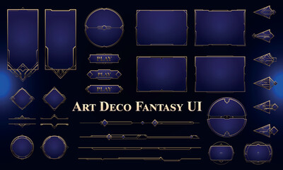 Wall Mural - set of art deco modern user interface elements. fantasy magic hud with rewards. template for rpg gam