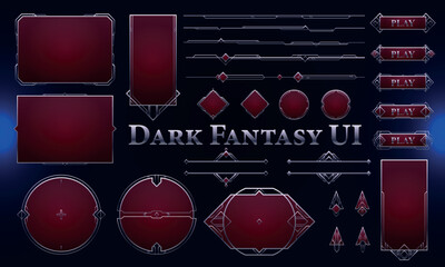 Wall Mural - set of art deco modern user interface elements. dark fantasy magic hud with rewards. template for ga