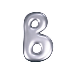 Wall Mural - 3d chrome liquid letter b in y2k style isolated. render of 3d metal inflated bubble alphabet with gl