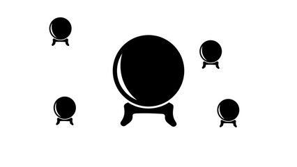 Poster - Zoom in and out animation the spirit ball symbol. Large black symbol in the center and four small symbols around. Seamless looped 4k animation on white background