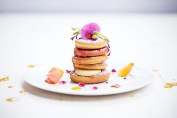 Poster - stack of assorted donuts on a white plate