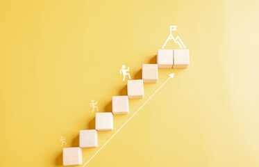 Poster - Business growth success achievement concept, People walking step stair or ladder to goal.