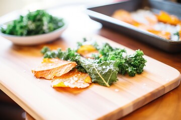 Canvas Print - fresh kale leaves transitioning to baked chips