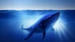 Blue whale on a blue background