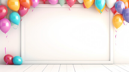 Sticker - Celebration background with balloon decoration with copy space