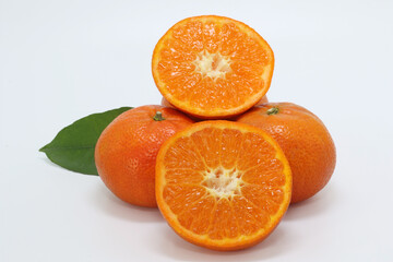 Wall Mural - fresh tangerines on white background