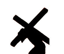 Silhouette Of Jesus Christ Carrying The Cross Isolated  On Transparent Background.