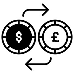 Sticker - Dollar and Pound exchange solid glyph icon