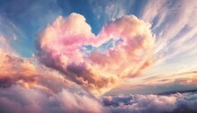 Magic Real Heart Made From Clouds In The Sunset Sky Pink Light Heart Shaped Clouds Lovegenerated