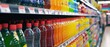 Assorted Beverages Showcased On Supermarket Shelves, Offering Thirstquenching Choices To Consumers. Сoncept Refreshing Drinks, Beverage Variety, Supermarket Selection, Thirst-Quenching Options
