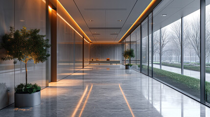 Poster - interior of minimalism modern office or hotel lobby air conditioner and lighting system design.