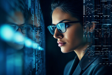 Poster - Successful Male Female Data Center IT Specialist Computer technologies Generative AI picture