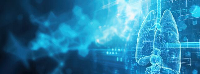 Poster - Futuristic medical research for lungs health care background