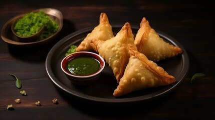 Sticker - samosa with chutney 