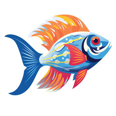 Wall Mural - Blue alien betta black and orange goldfish fish illustrators pink fish aquarium fish purple betta fish multicolor guppy fish colors tri color shark betta multicolor simple fish illustration