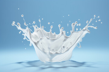 Wall Mural - Milk drop creates crownshaped wave and splash representing fresh and healthy breakfast.