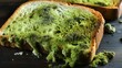 Moldy bread with green mildew.