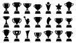 © top dog - Trophy award cup icons collection in black. Contest and competition award symbol. Trophy cup icons, trophy cup award in flat style