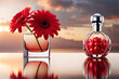 premium glamour red perfume container , red fruits and floral fragrance
