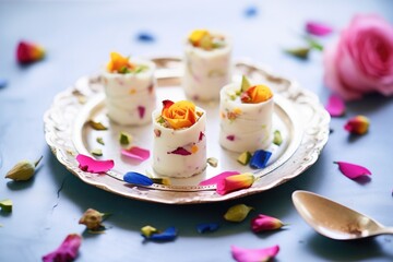 Wall Mural - handmade kulfi in molds with rose petals decoration