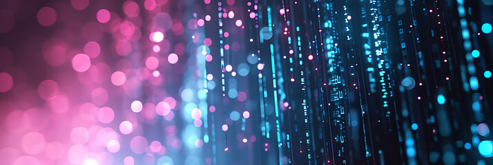 abstract tech background with glowing lines. In blue, pink and purple. 