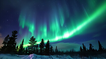 aurora borealis in the mountains, forest and lake. - 
The awe-inspiring sight of auroras in the night sky, witnessed firsthand.
