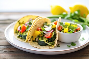 grilled veggie vegan tacos with salsa verde