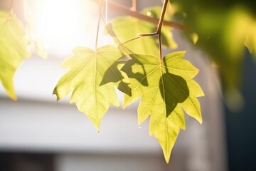 Poster - grape leaves with sunlight piercing through