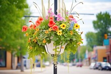 Lamp Post With Hanging Flower Baskets