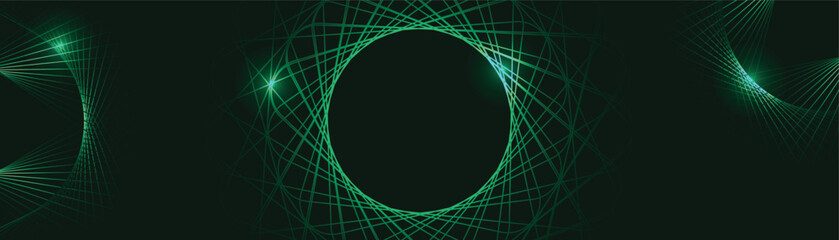 Poster - Dark abstract background with glowing geometric lines. Modern shiny lines pattern.