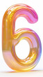 numero 6 feito de balão de festa colorido nas cores dourado e rosa isolado no fundo branco