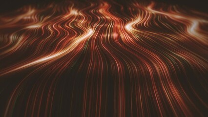 Poster - Abstract Glowing 3d Light Strokes Background/ 4k animation of an abstract looped wallpaper background of glowing 3d light strokes with depth of field and following motion path trajectory