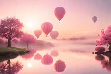  soft and romantic cloudy atmosphere , pink clouds