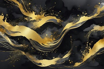 Wall Mural - luxury black gold creative poster template