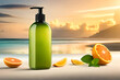 cosmetics pump bottle packaging , citrus and orange scented shampoo