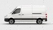 isolated white van over transparent surface   